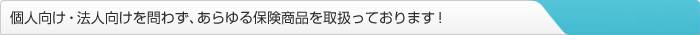 個人向け・法人向けを問わず、あらゆる保険商品を取扱っております！